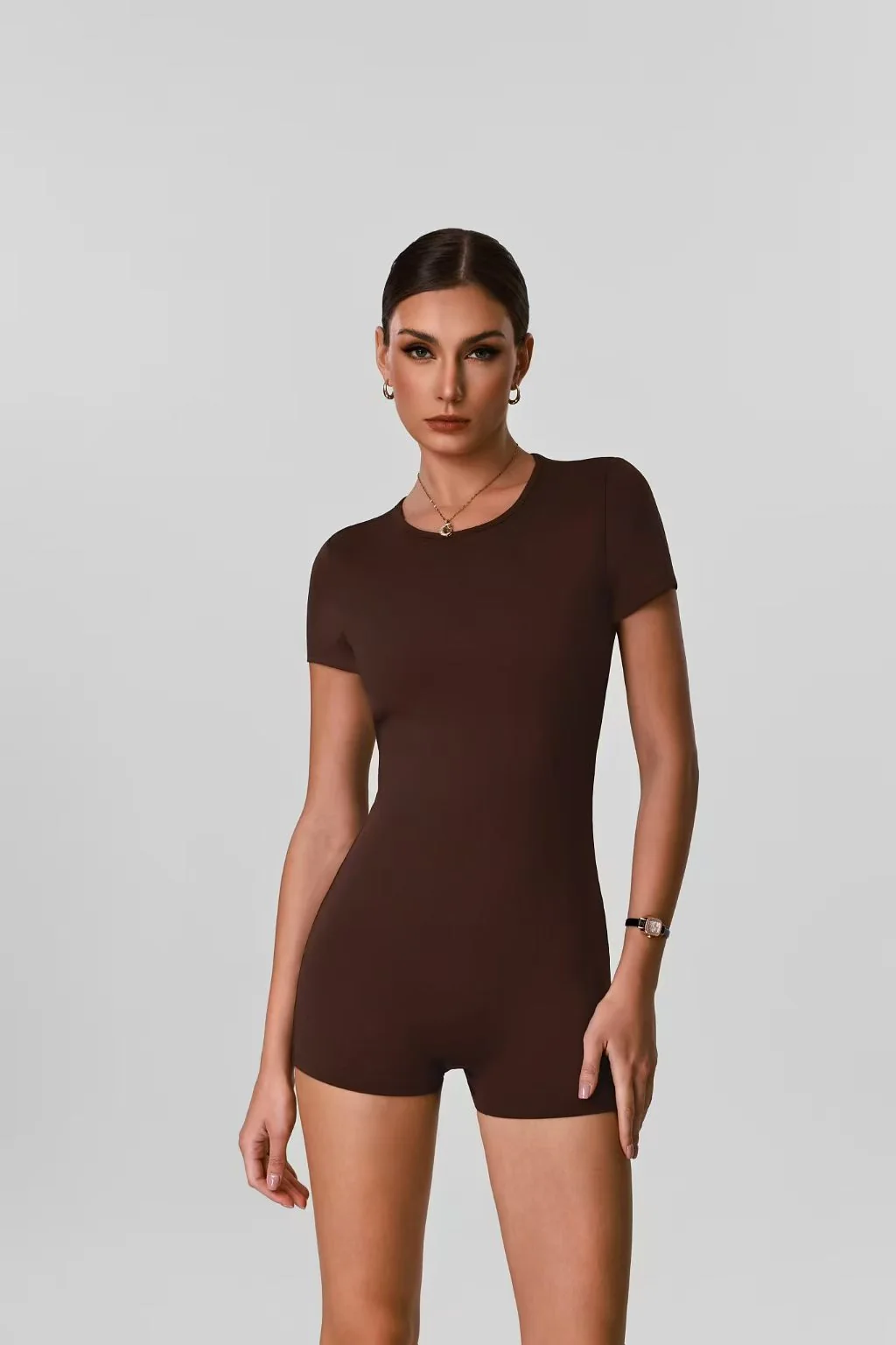 Brown Short Romper related private label activewear sample