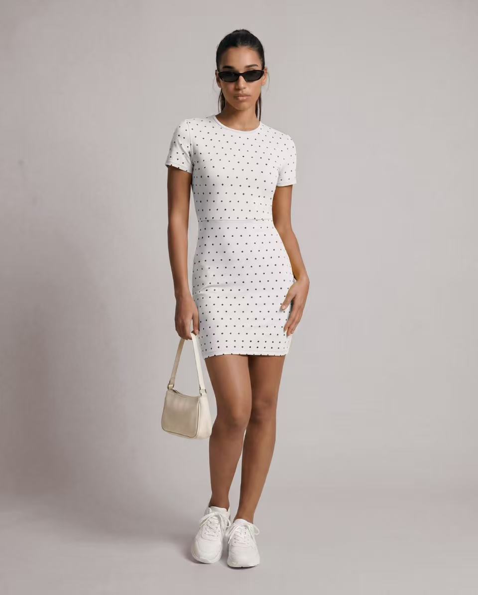 White dotted active dress sample