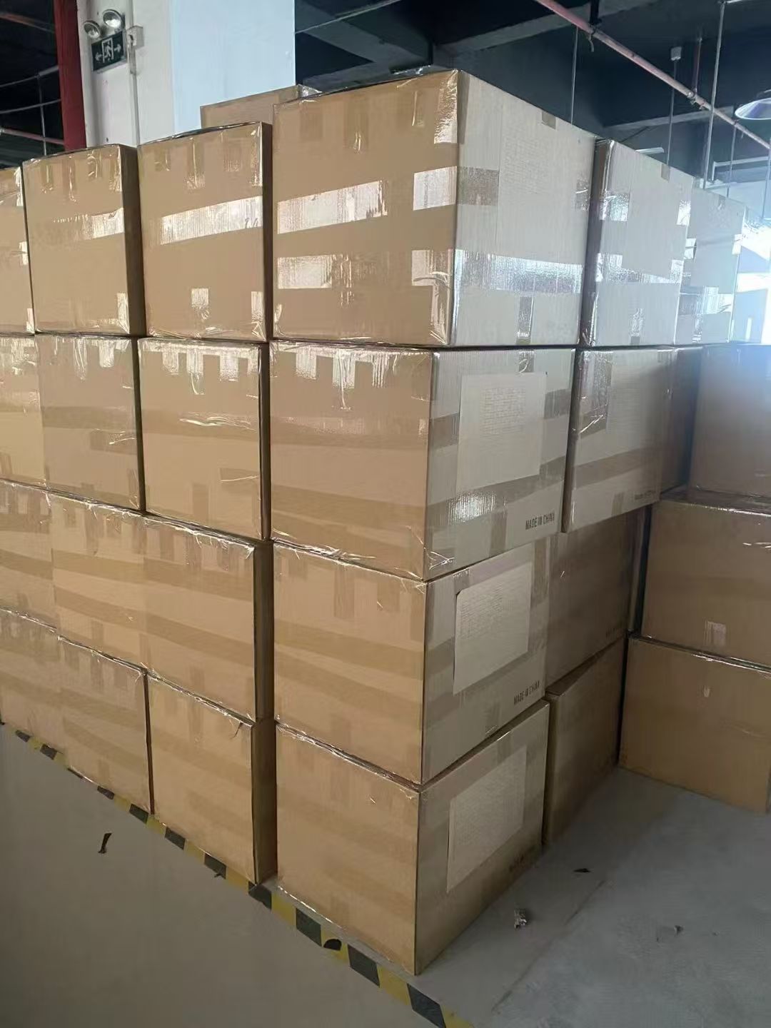 Export cartons prepared for activewear shipment